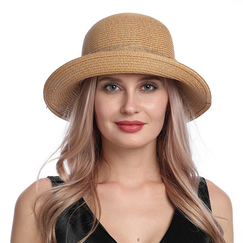 Summer Fashion Grass Hat for Women, Simple Wavy Edge Bowler Hat, Versatile Fisherman Hat, Sunshade and Sun Protection Hat for Girls and Boys