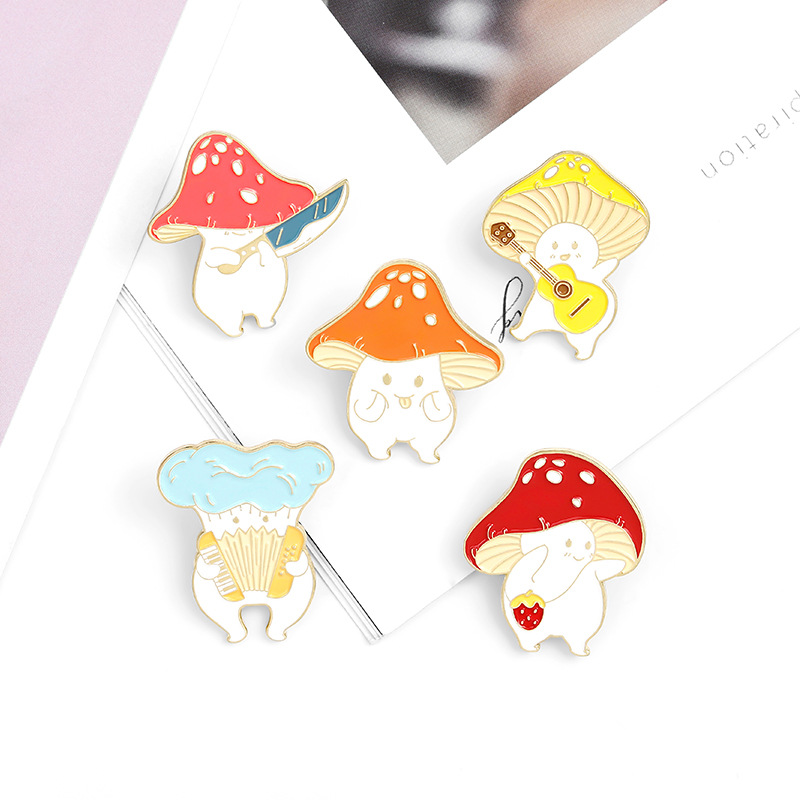 Cartoon Creative Cute Little Mushroom Alloy Dripping Oil Brooch display picture 4