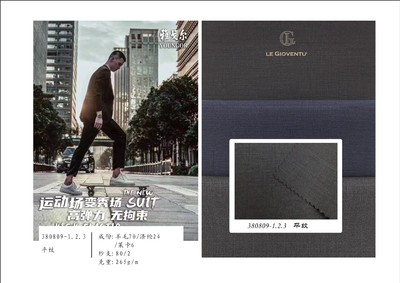 380809 毛涤混纺经典双弹薄花呢春夏|ms