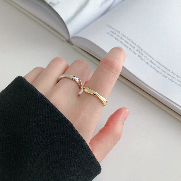 925 sterling silver ring women's opening adjustable ins trendy wave curve personalized fashion index finger ring