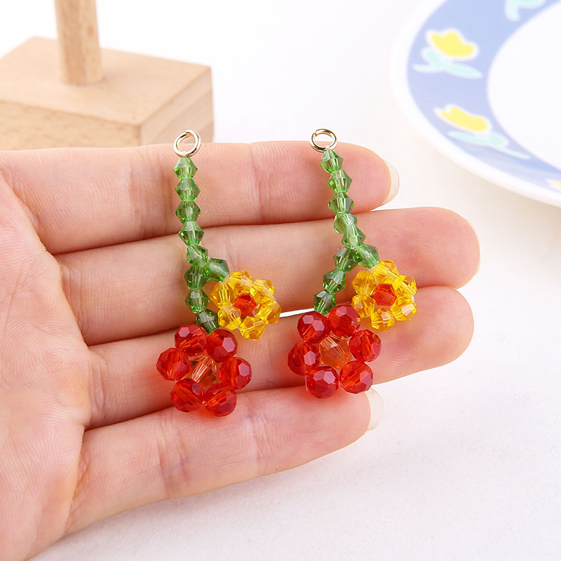 10 Piezas/Paquete Cristal De Imitación Vidrio Flor Fresa Colgante display picture 10