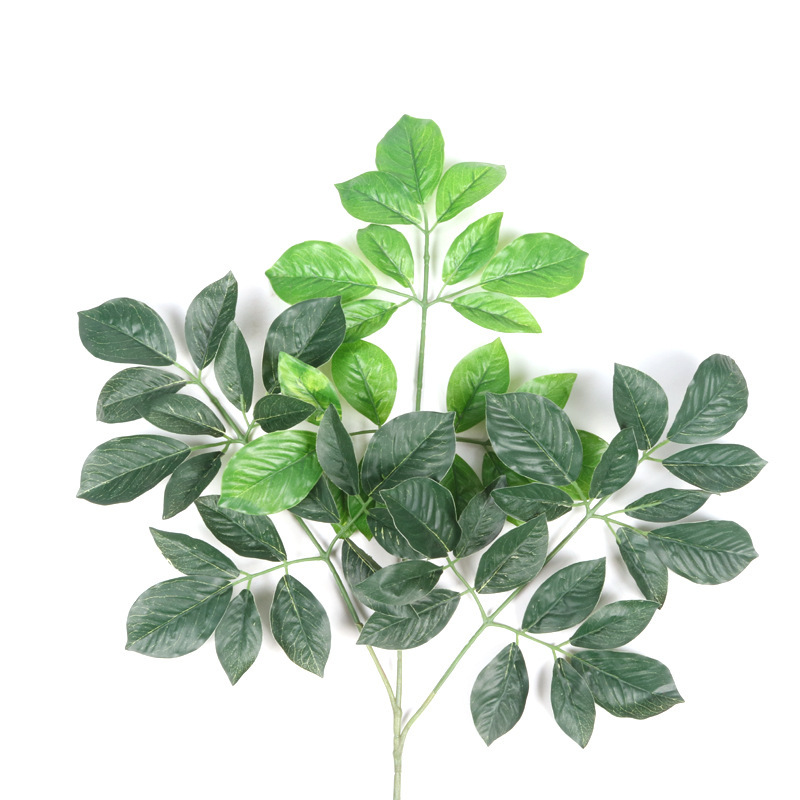 Artificial green plant potted bonsai rich leaf three-fork branch leaf money leaf magnolia leaf fake plant leaf Banyan leaf wholesale
