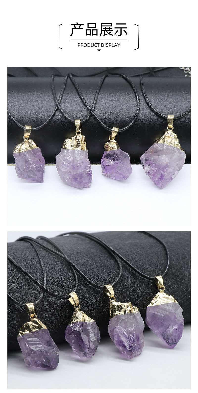 Wholesale Tooth Cluster Amethyst Pendant display picture 3