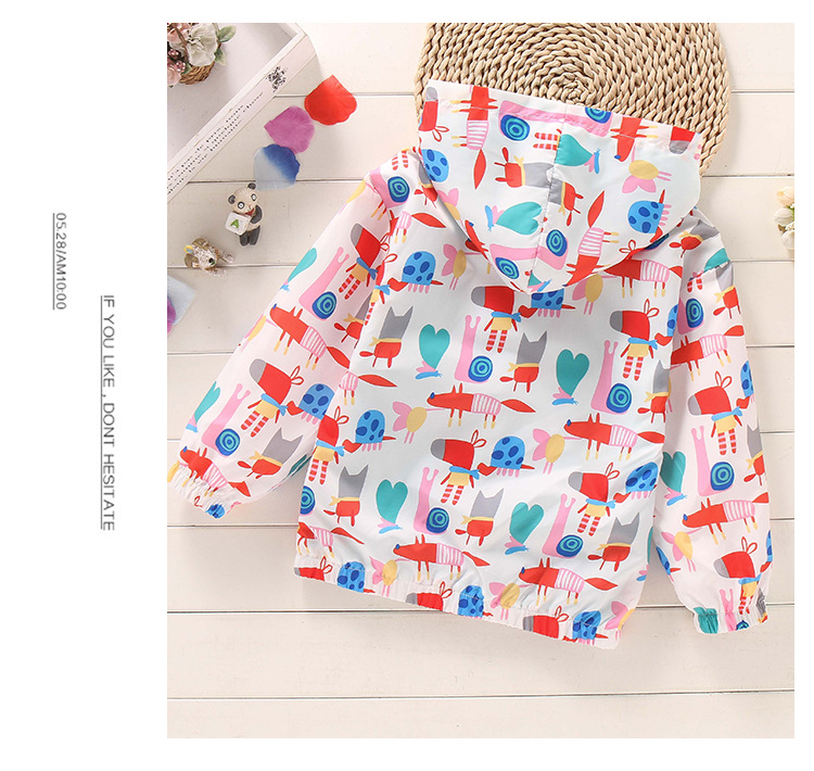 Fashion Animal Cartoon Flower Printing Polyester Girls Outerwear display picture 2