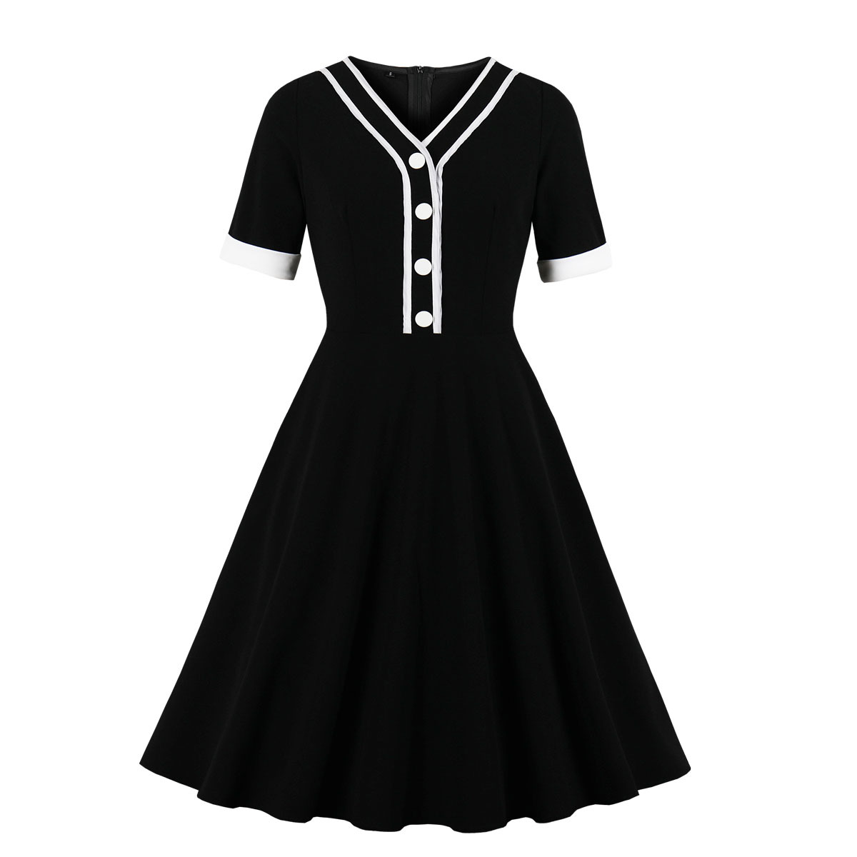 women s V-neck contrast dress nihaostyles clothing wholesale NSMXN78865