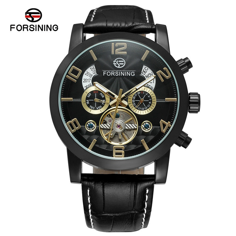 Forsining Fusini hombres de negocios reloj mecánico automático calendario multifuncional cinturón reloj mecánico 165