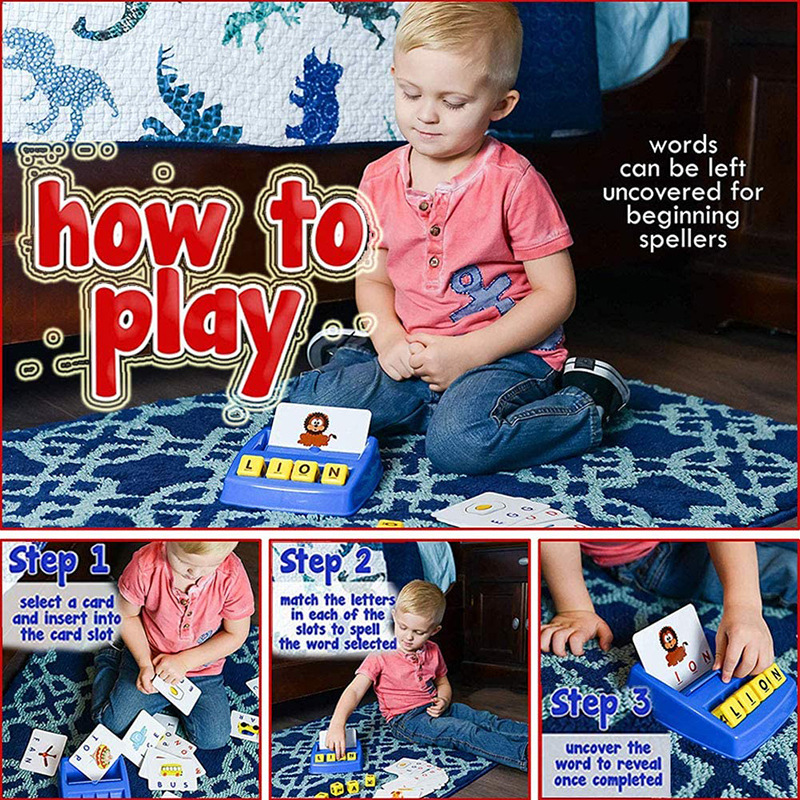 Inteligencia infantil Ciencia y educación letras juego de ortografía niños Ilustración Inglés palabra tarjeta de memoria máquina de aprendizaje