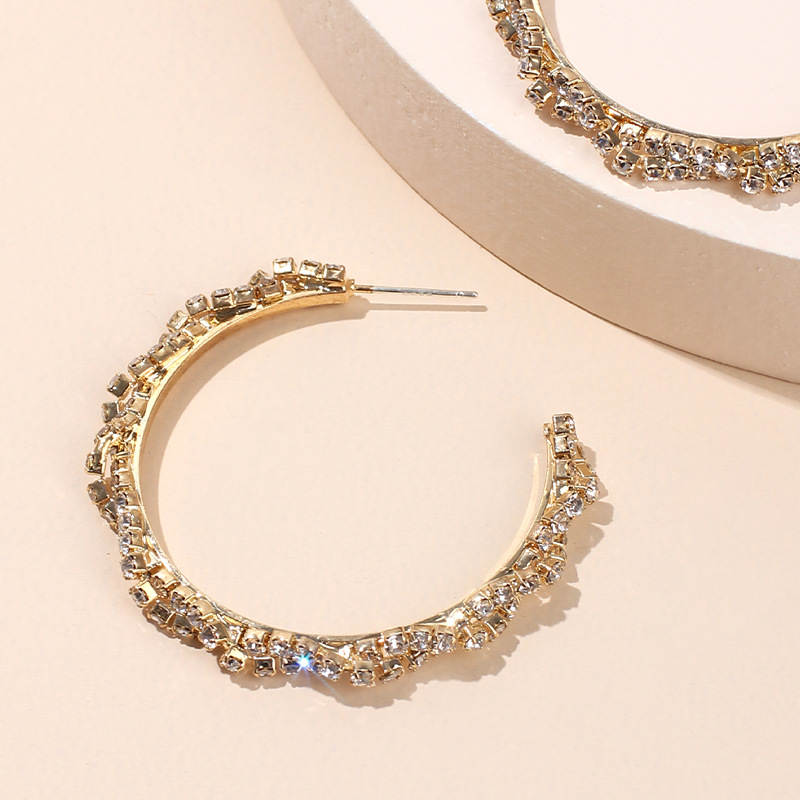 Fashion New Geometric Big Circle Ear Accessories Irregular Rhinestone All-match Earrings Trendy Fashion Diamond Earrings display picture 6