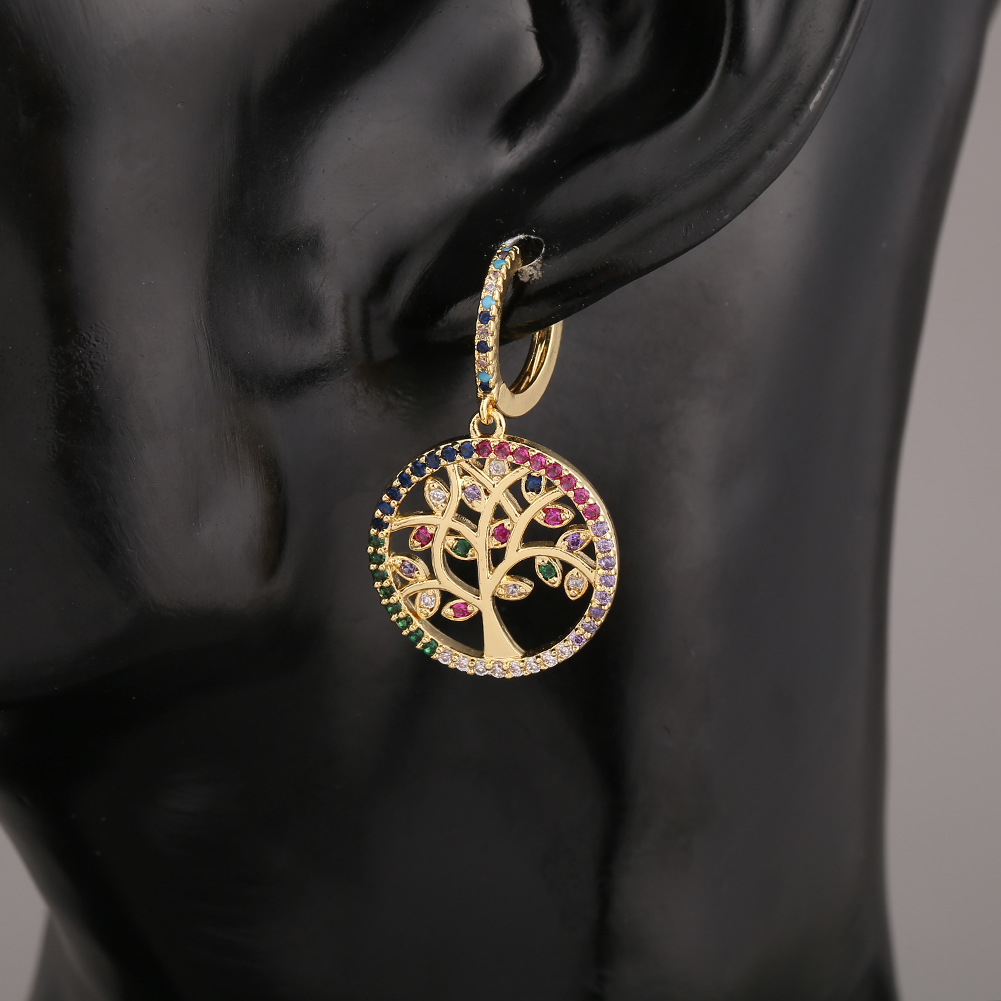 New Fashion Zircon Tree Of Life Earrings display picture 6