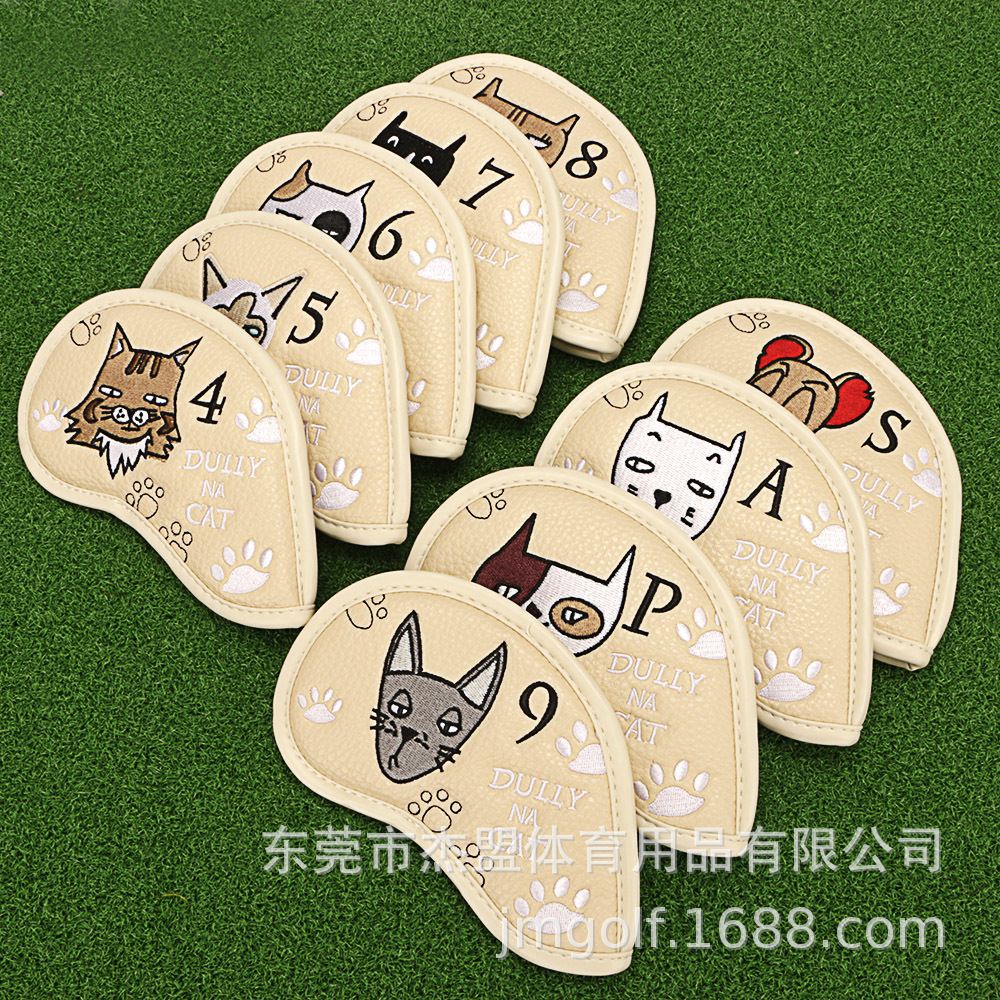Nueva barra de hierro de golf conjunto tapa del club conjunto de dibujos animados tapa perezosa cubierta protectora 9 unids/set cuatro colores para emprender personalización OEM