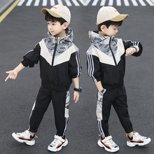 男童春秋款套裝2022秋新款童裝帥氣中大童男孩拼色反光運動兩件套