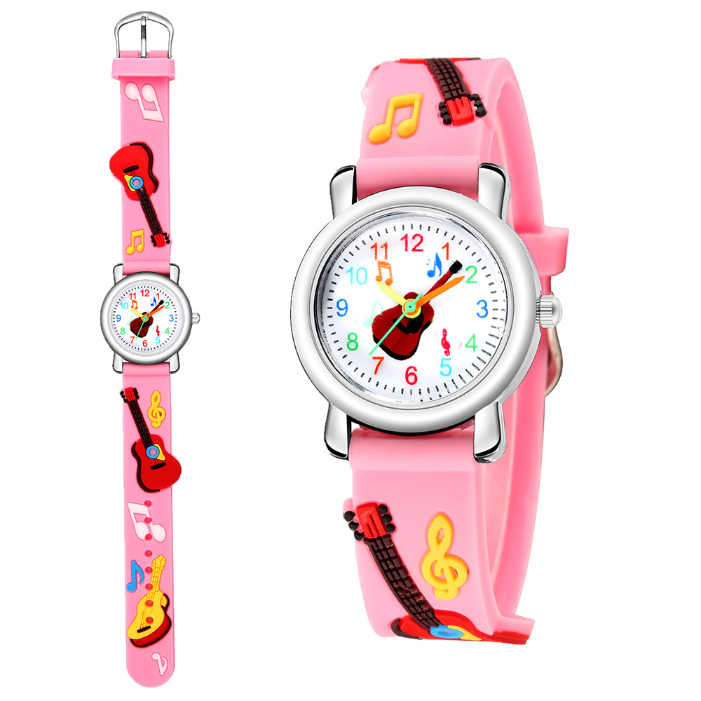Cartoon Watch 3d Embossed Guitar Pattern Plastic Band Children&#39;s Watch Literary Fan Boy Girl Student Watch display picture 12