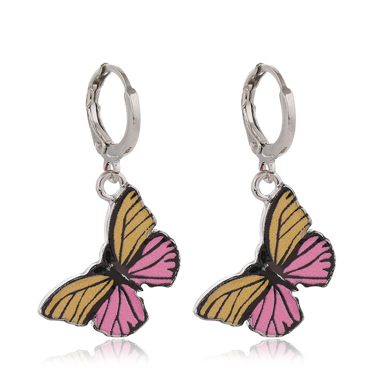 Fashion Retro Ins Colorized Butterfly Drop Oil 3-piece Earrings Japan And South Korea Fresh Personality Temperament Wild Set Earrings display picture 4