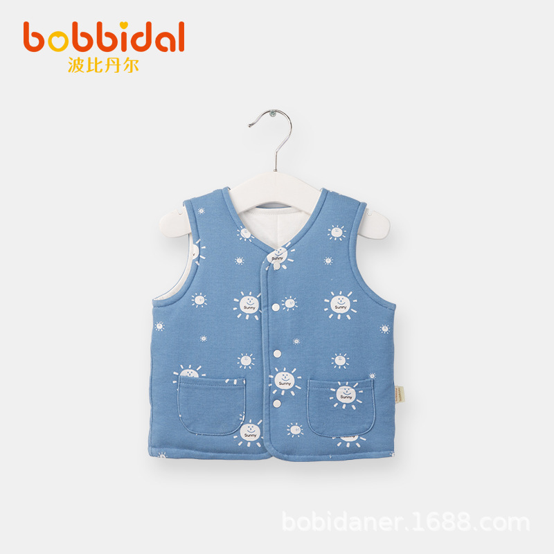 夹棉婴儿马甲背心女宝宝男童加厚小背心纯棉3新生儿秋冬外穿保暖6|ms