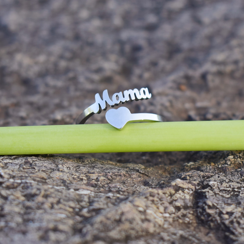 Women'S Gender Mama Letter Titanium Steel Plating Open Ring