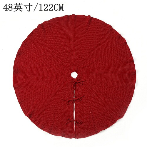 Amazon stick-stitch hand-knitted style Christmas tree skirt decoration supplies knitted tree bottom apron thick wool fungus edge 48