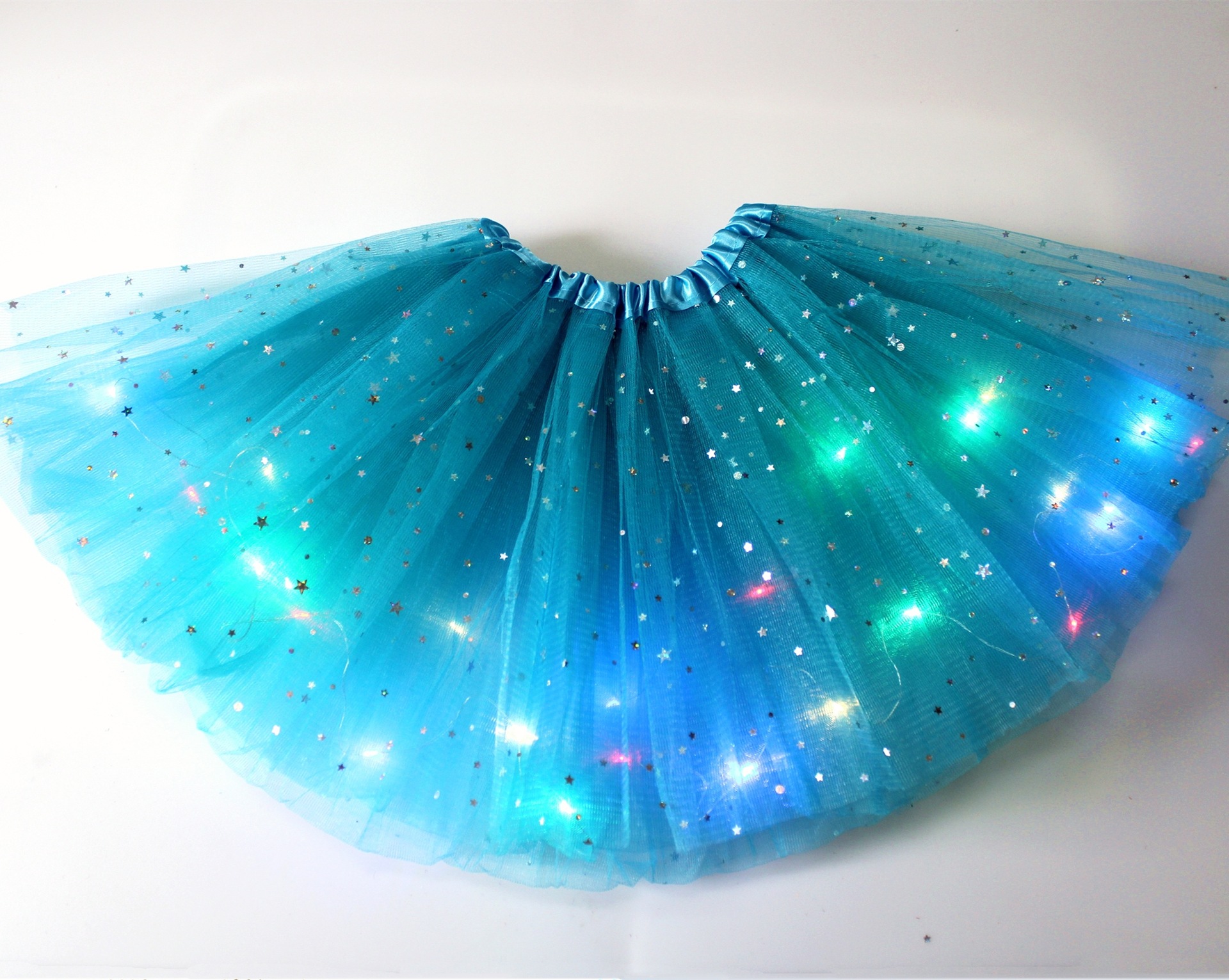 European and American new children's Sequin fluffy skirt Tutu Skirt luminous halflength gauze skirt led dancing star rabbit skirt