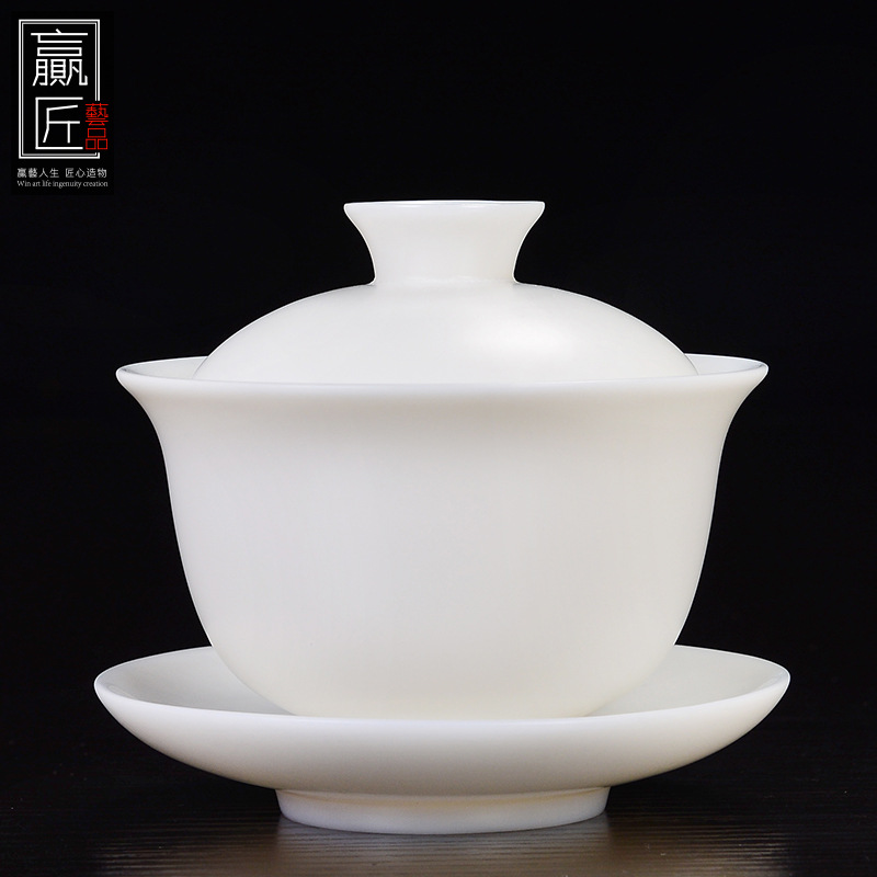 Tazo de porcelana de jade con tapa de cocción simple · Fuman