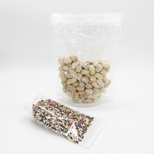 Factory direct sales white pattern transparent self-sealing self-standing bag grain packaging bag scented tea baking sealing bag