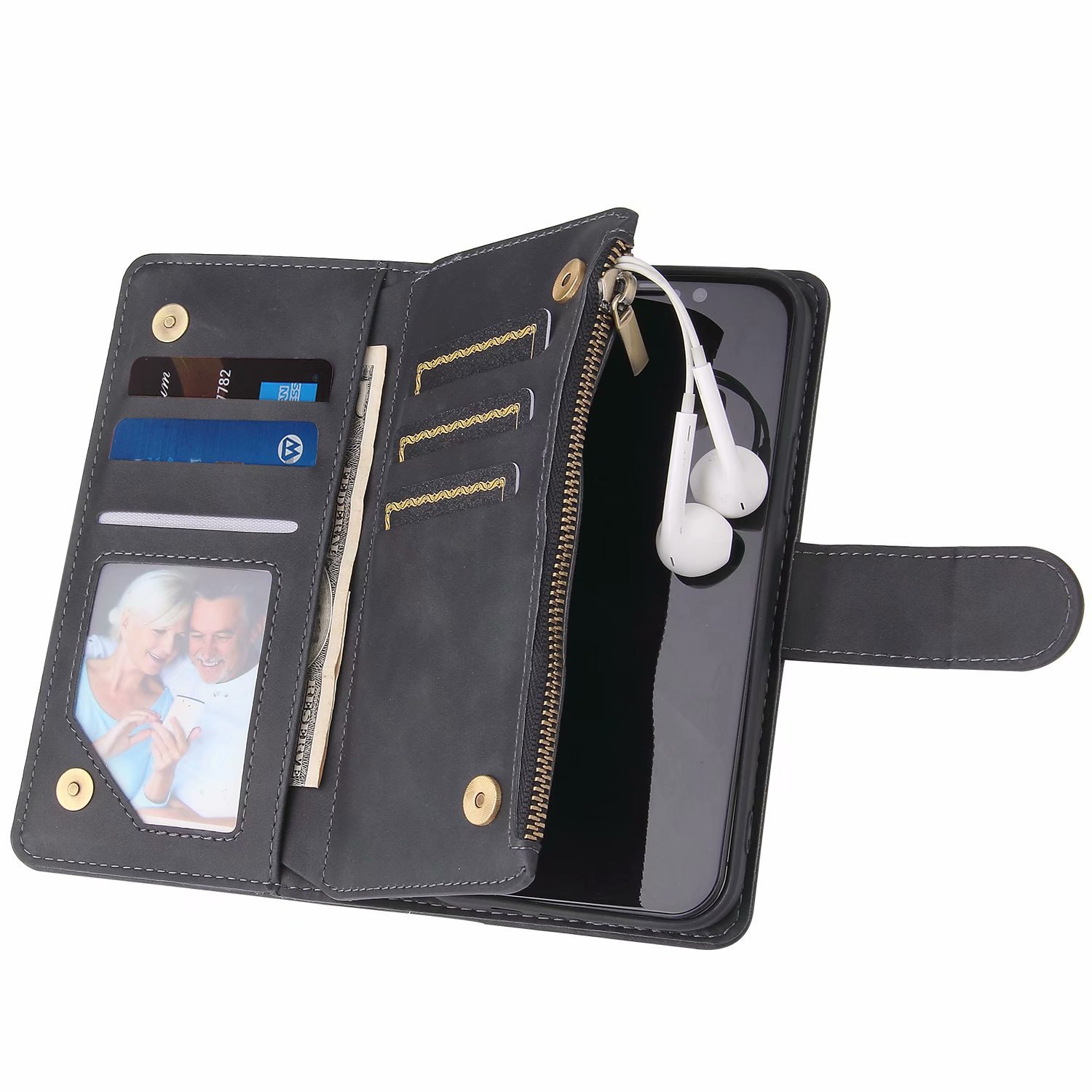 Suitable For Iphone11Pro Mobile Phone Leather Case Zipper Flip Card Coin Purse Hand Rope XSMax Protective Cover