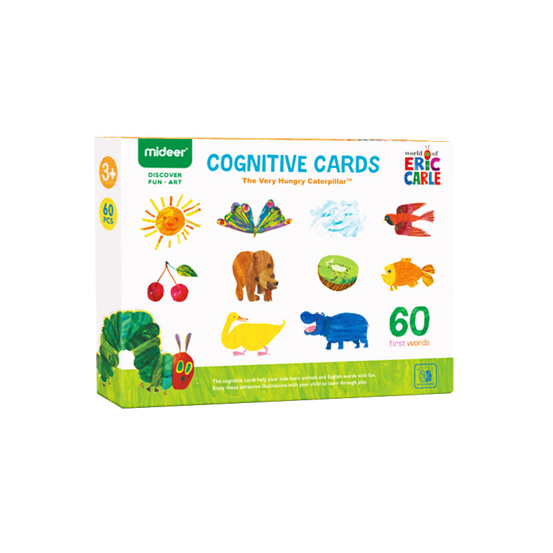 mideer children Caterpillars Bilingual Early education initiation cognition Baby card English letter literacy
