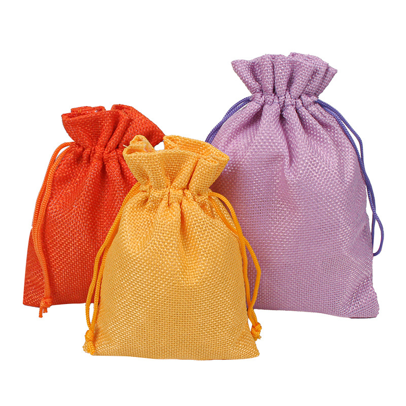 Blank Color Burlap Cosmetic Bundles Storage Packaging Bags display picture 3