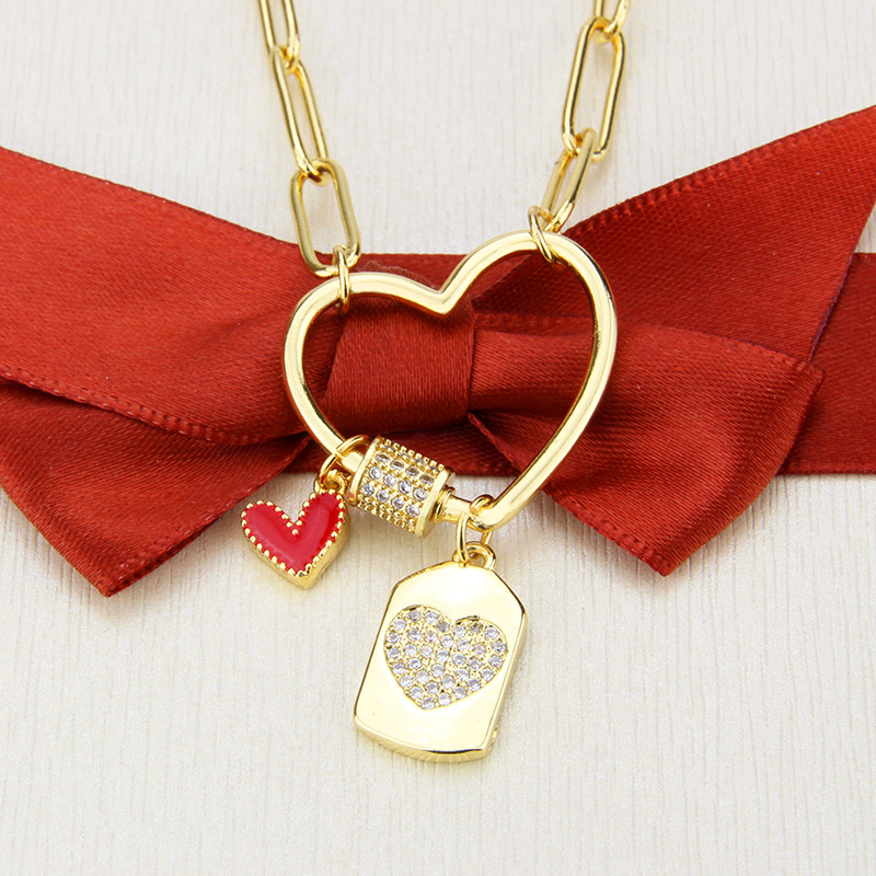 red heart-shaped diamond pendant necklace