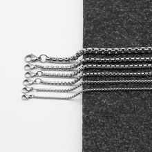 跨境新品配飾歐美不銹鋼方珍珠男式鈦鋼項鏈時尚吊墜配鏈廠家