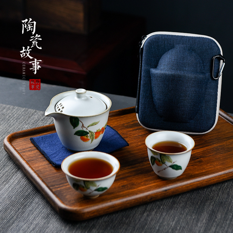 Home Furnishing outdoors travel tea set suit portable Kungfu Online Quik Make tea Storage bag