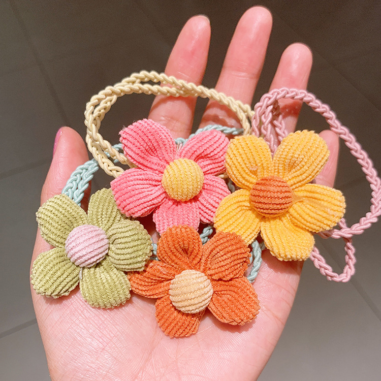 Korean Corduroy Flower  Candy Color Head Rope display picture 2