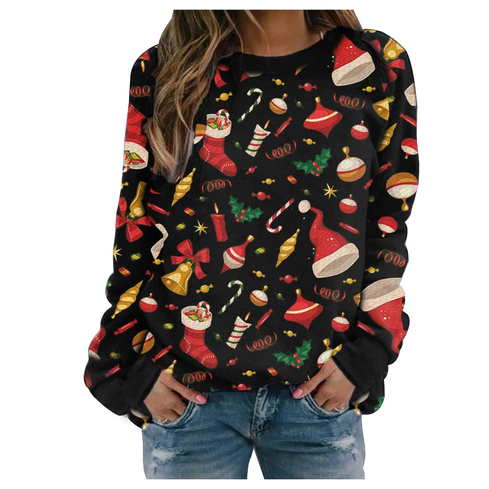 Women's Hoodie Long Sleeve Hoodies & Sweatshirts Printing Casual Christmas Tree Gingerbread display picture 1