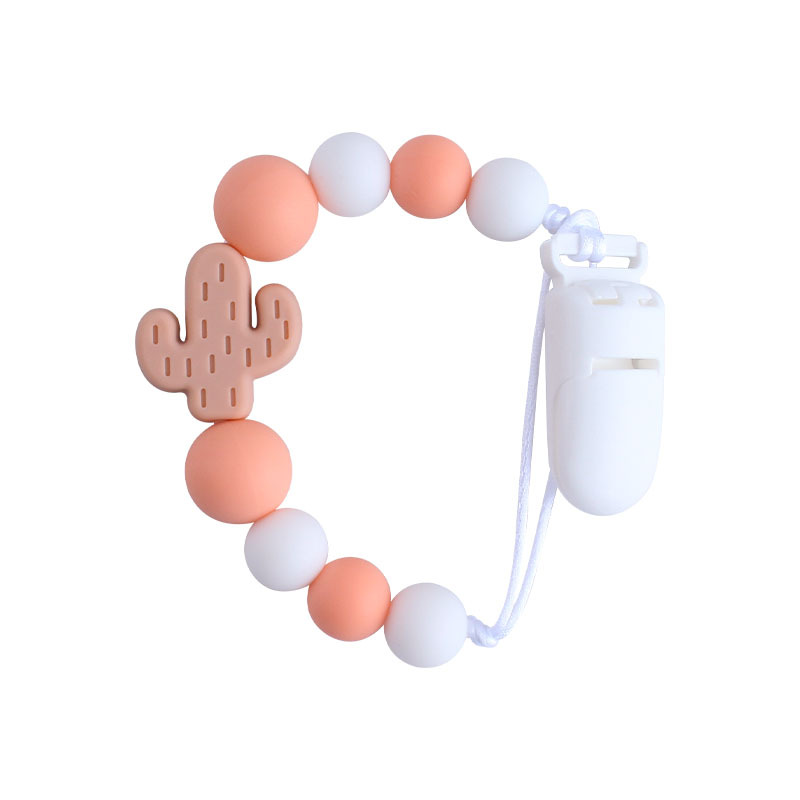 Bebé plástico chupete clip bebé calmante silicona cactus chupete cadena anti-gota cadena Amazon nuevo caliente
