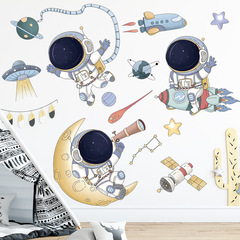 Amazon Cartoon Wall Stickers Astronaut Spaceship UFO Painting Space Planet Kindergarten Layout Stickers Decoration