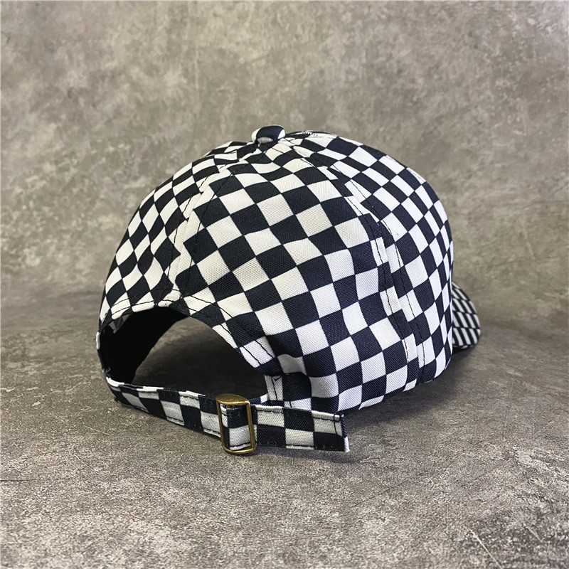 Berretto da baseball con scacchiera plaid per bambini, coppia di studenti coreani, cappello con lingua d'anatra hip-hop_voghion.com