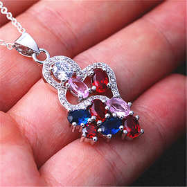 跨境电商爆款 经典精致豪华镶锆石银饰吊坠 气质魅力女吊坠批发