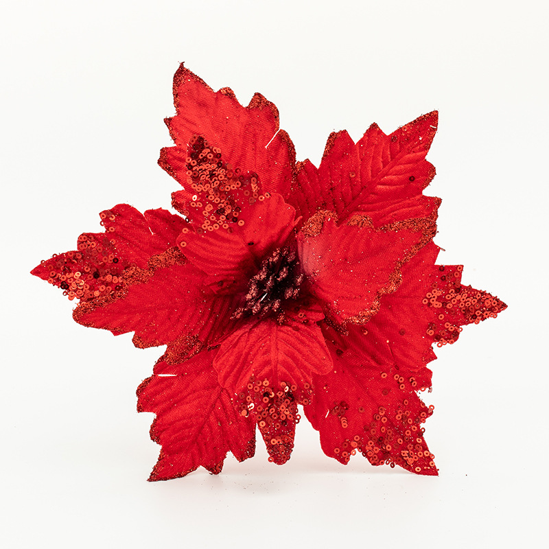 25cm flor de Navidad dorado rojo multicolor flor artificial hotel centro comercial de bodas Navidad ratán decoración flor falsa