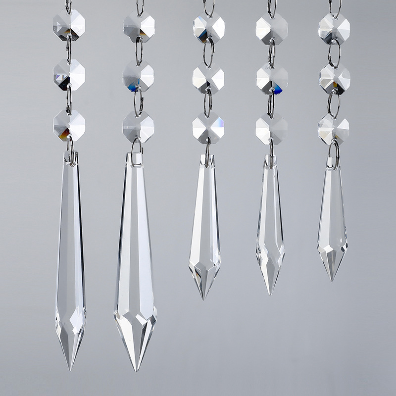 浦江廠家訂做水晶球八角珠尖珠吊墜鏈水晶蠟燭燈挂件婚慶裝飾配件