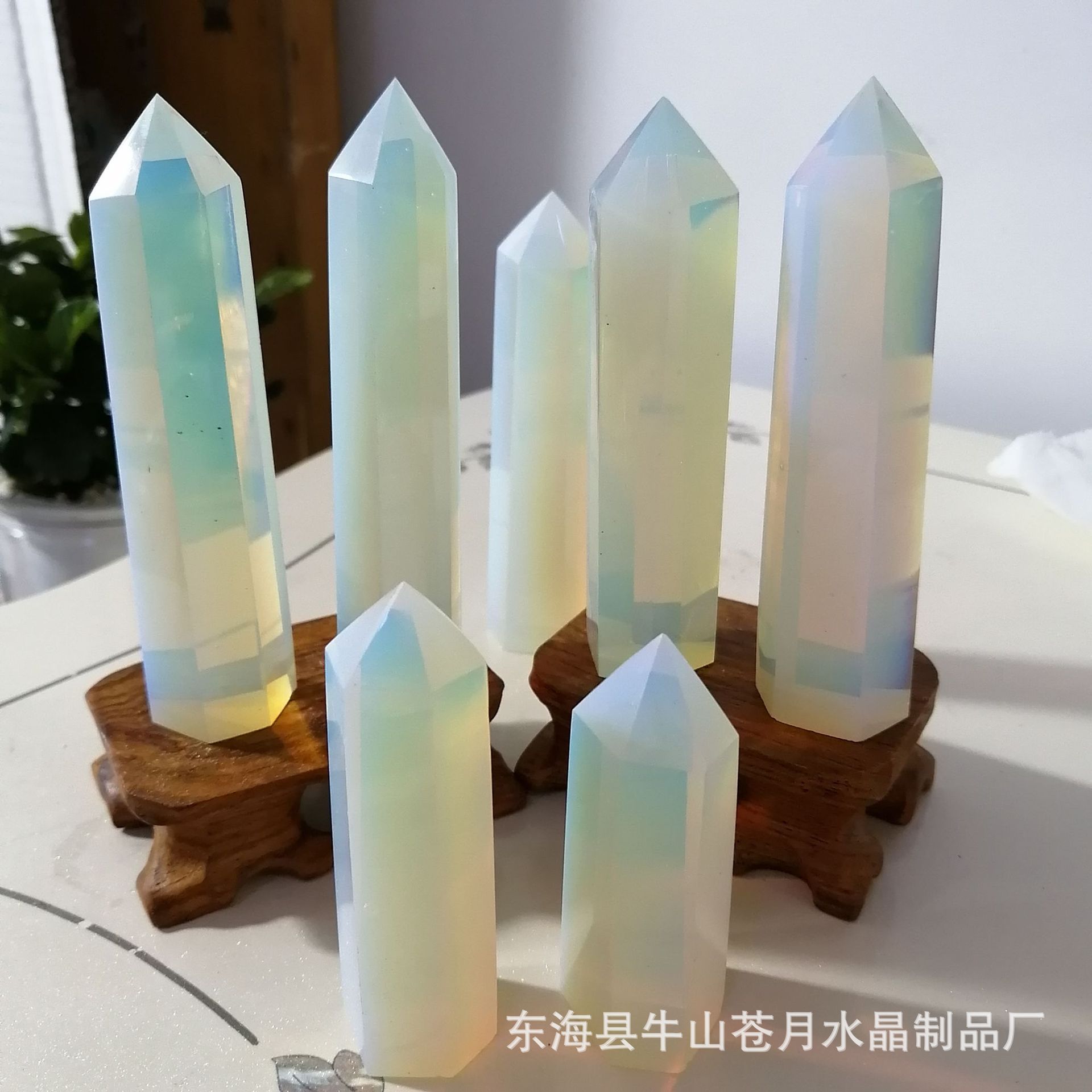 天然蛋白石六棱柱水晶柱原石打磨柱 家居摆件DIY水晶饰品 批发