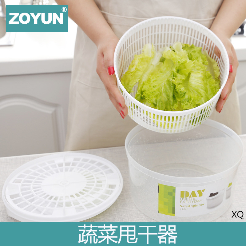 Household Vegetable Dehydrator Fruit Rotating Drain Basket Drying Machine Kitchen Creative Manual Salad Washing Vegetable Drain Basin
