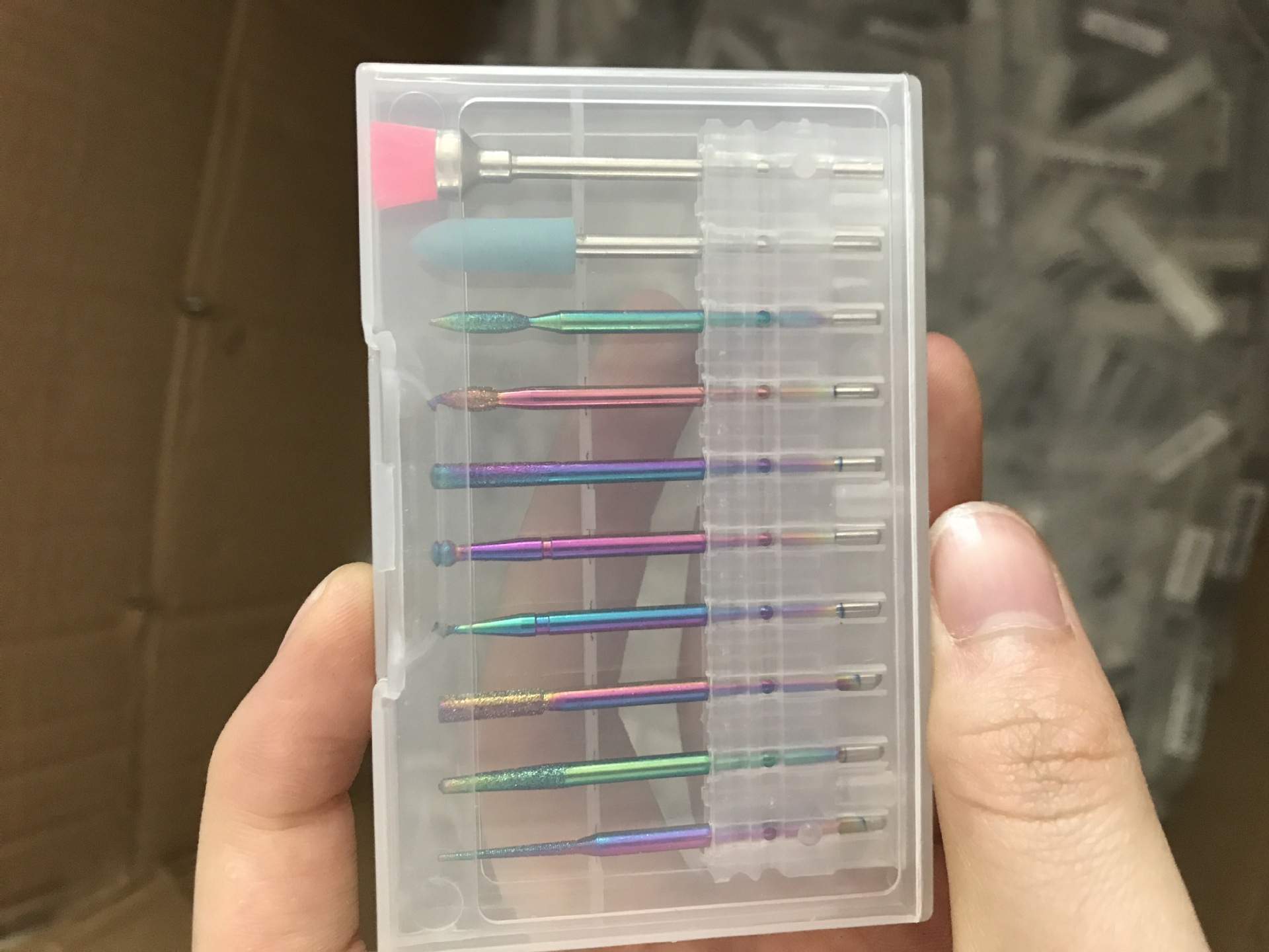 Manicura transfronteriza nuevo camaleón Chapado en color Emery 10 traje de cabeza de molienda de alta gama removedor de uñas herramienta de cabeza de molienda