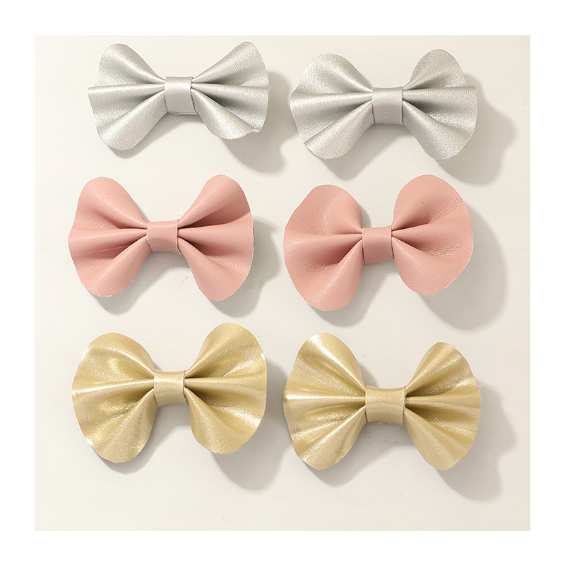 Pure Color Full Pu Bowknot  Korean  Hair Clip Set display picture 5