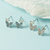 Zirconium, silver cute earrings, diamond encrusted, light luxury style, simple and elegant design