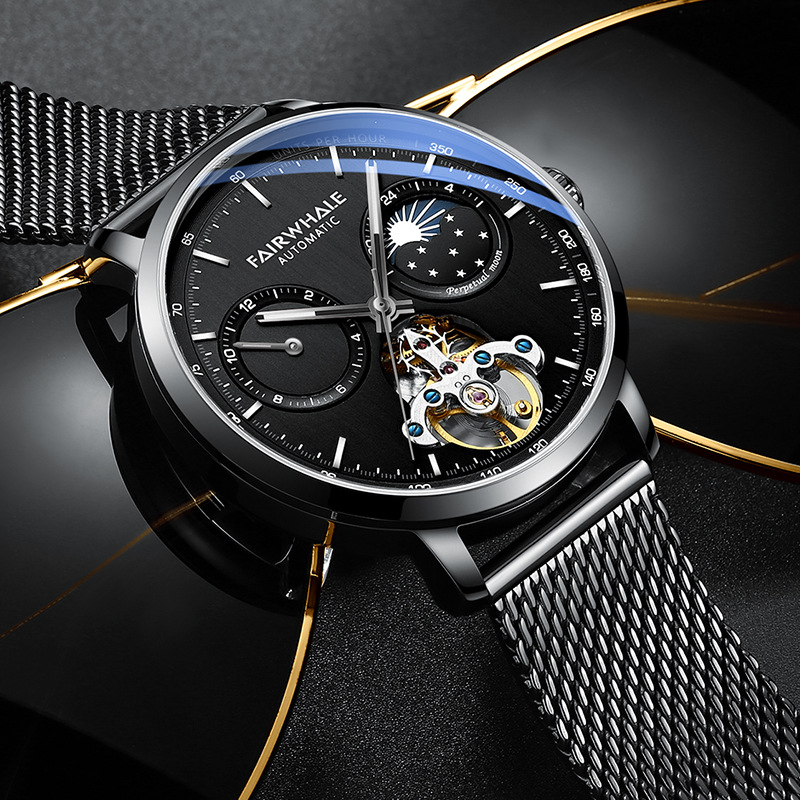 Mark Huafei Men's Watch Genuine Swiss Brand Watch Hollow out Mechanical Watch Wholesale Luxury Round Watch