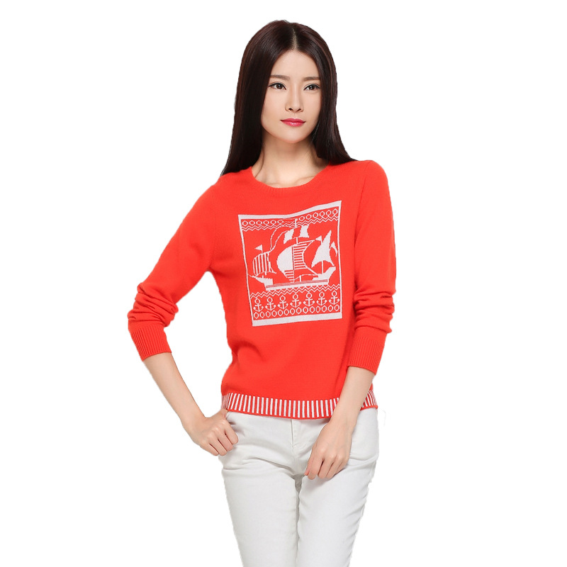 Autumn new pattern Cashmere sweater Base coat Sailing Socket sweater Jacquard weave Sweater Autumn and winter One piece On behalf of 1172