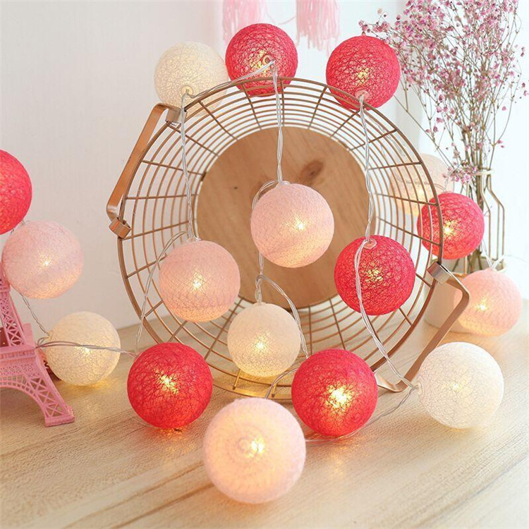 Tailandia bola de algodón Cadena de luz LED luces de colores tienda de los niños fiesta boda diseño romántico chica corazón luces decorativas
