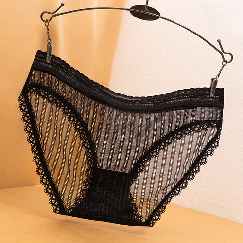 Black Temptation Series Underwear Women's Lace Girls Sexy Hot Transparent Hollow Women's Briefs Buttocks Cotton