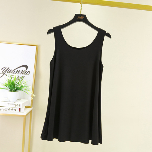 夏季新款冰丝圆领背心无缝拼接无袖打底衫韩版宽松A字打底小背心