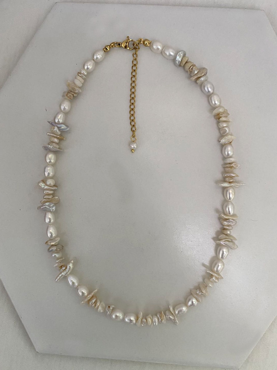 28g Weight Earrings, Necklace Classification 2 PCS/Package Quantity Holiday, Daily Occasion Freshwater Pearl, Titanium Steel Material Geometric Pattern Women's Gender Beaded Design Simple Style Style 2 PCS/Package Freshwater Pearl Titanium Steel Freshwater Pearl Jewelry Sets 17
