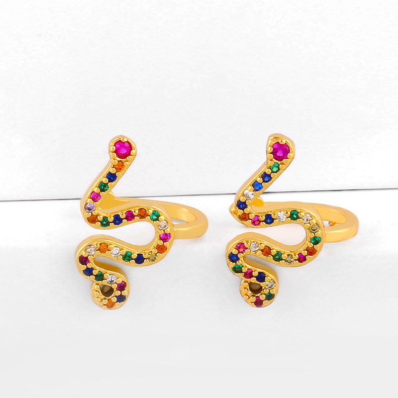 Exaggerated Earrings Rainbow Rainbow Hip Hop Snake Ear Clip display picture 3