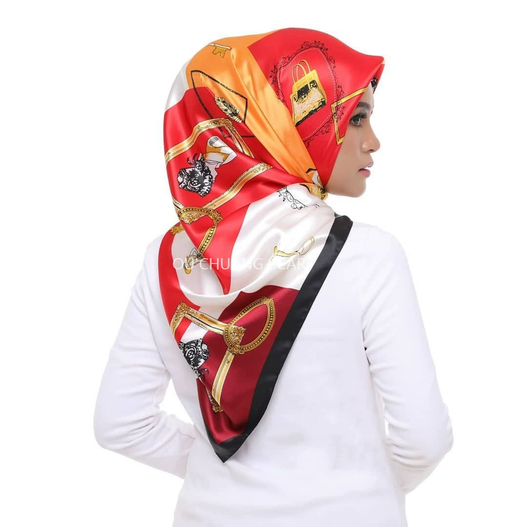 Шелковый шарф, LAZADA, 90×90 см, тонкая вязь, из Малайзии